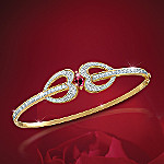 Sterling Silver Garnet And Swarovski Crystal Bangle Bracelet: Embraced In Love